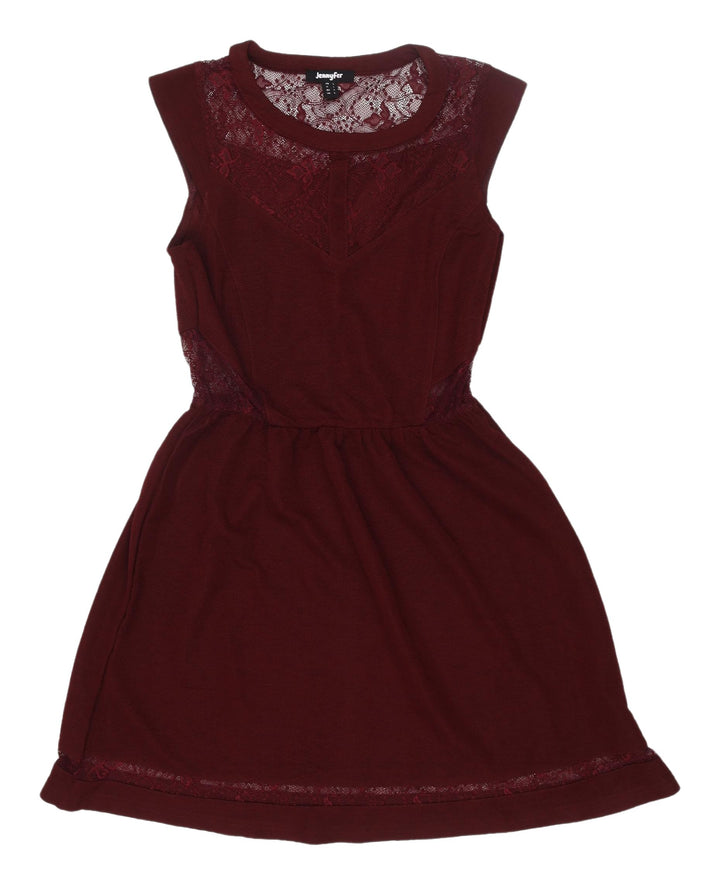 Jennyfer Women's Red Lace Fit & Flare Dress L