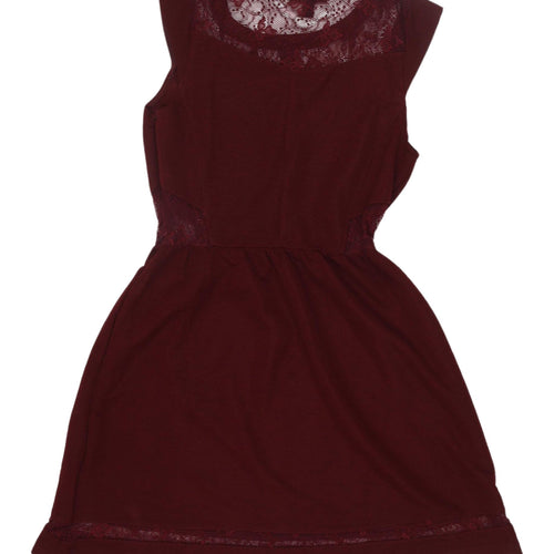 Jennyfer Women's Red Lace Fit & Flare Dress L