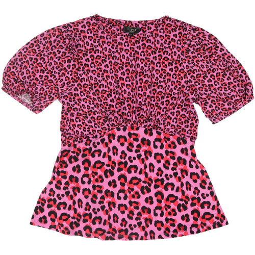 Lipsy Women's Pink Animal Print Cropped T-Shirt Size 14