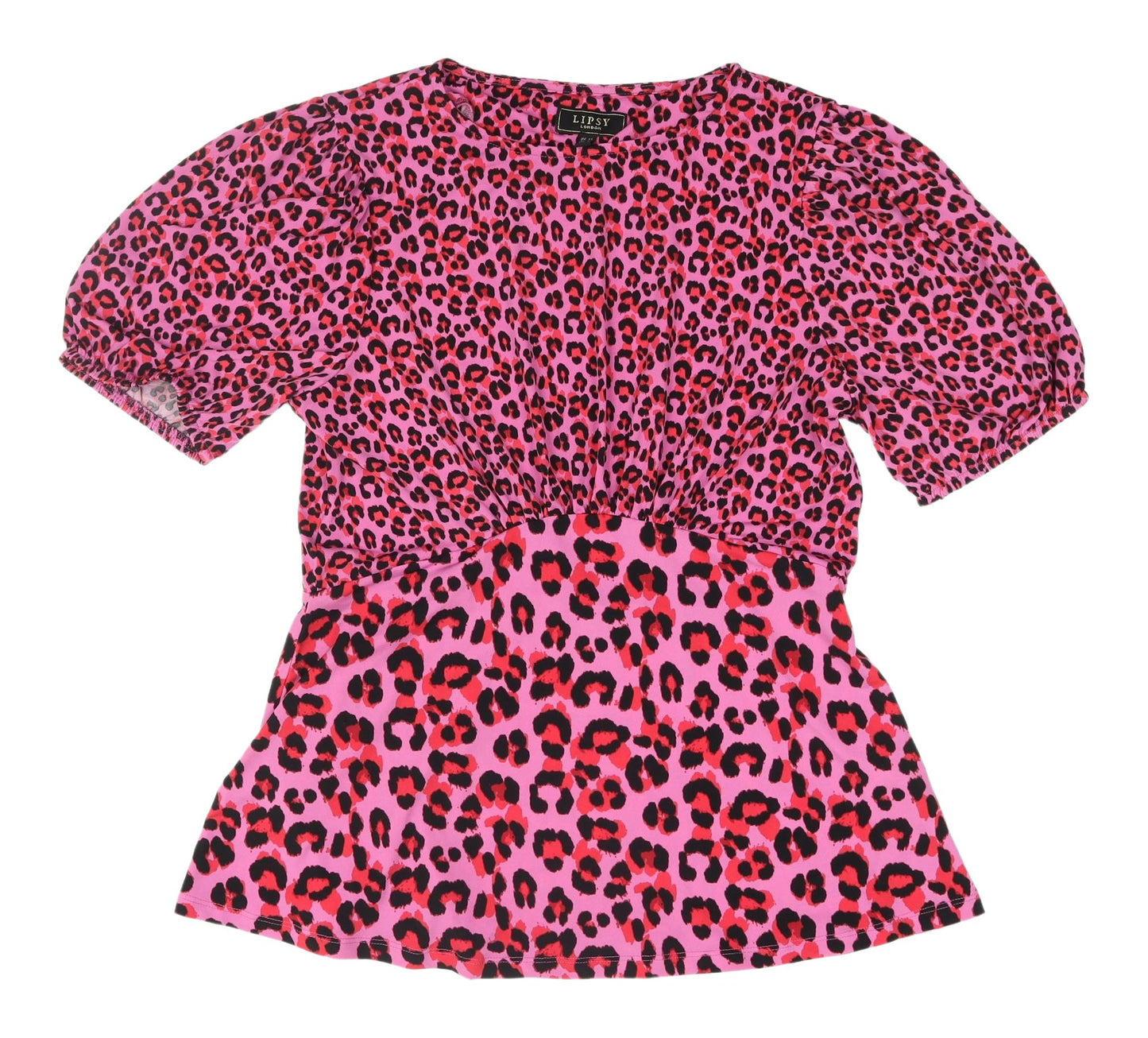 Lipsy Women's Pink Animal Print Cropped T-Shirt Size 14