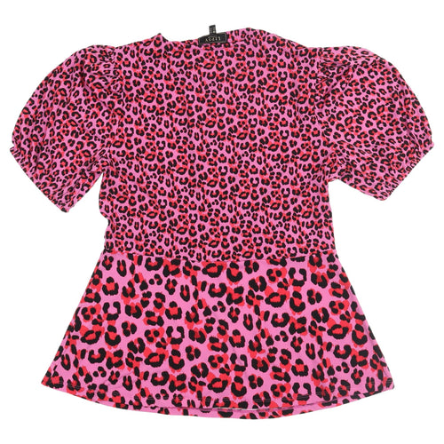 Lipsy Women's Pink Animal Print Cropped T-Shirt Size 14