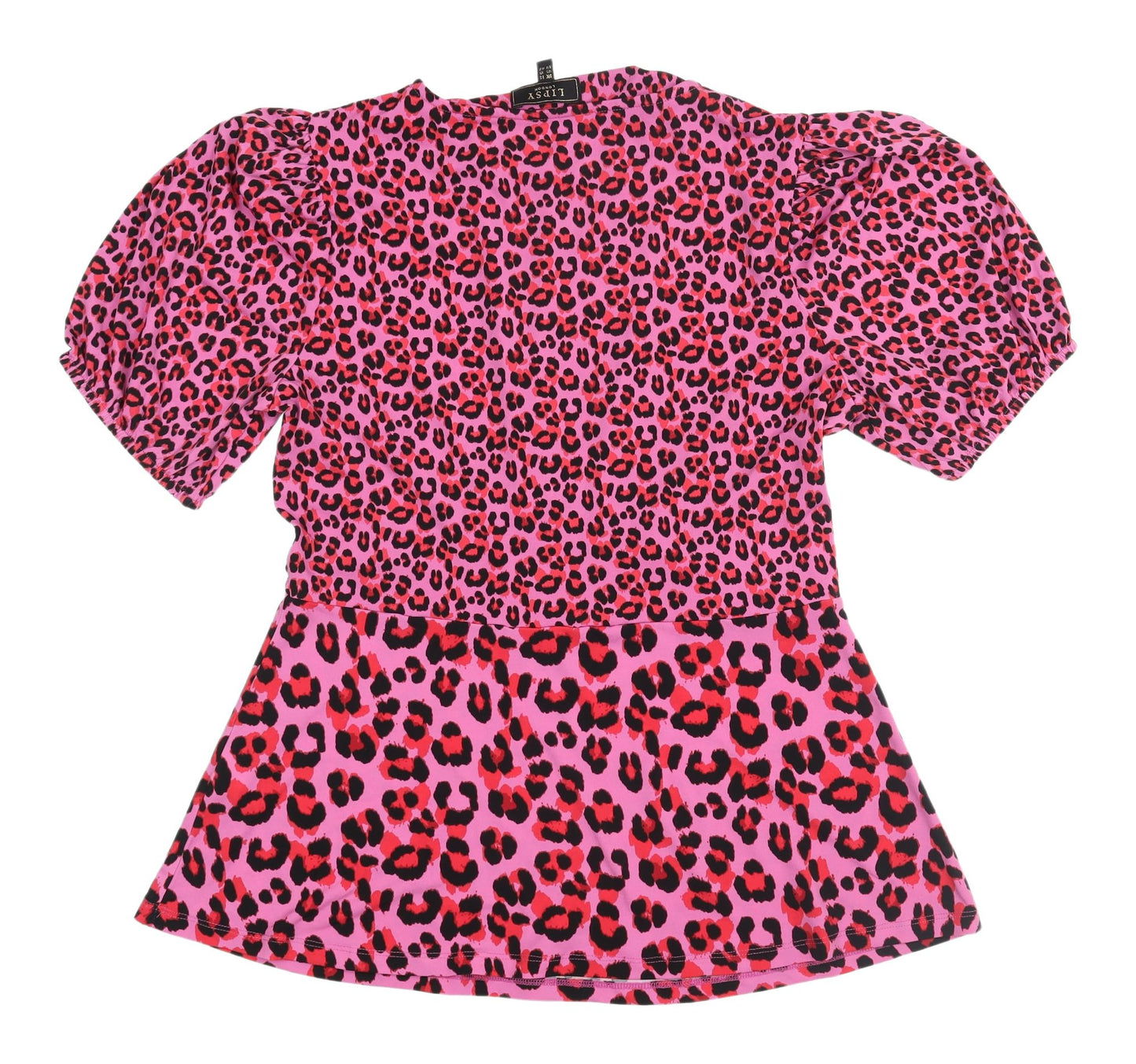 Lipsy Women's Pink Animal Print Cropped T-Shirt Size 14