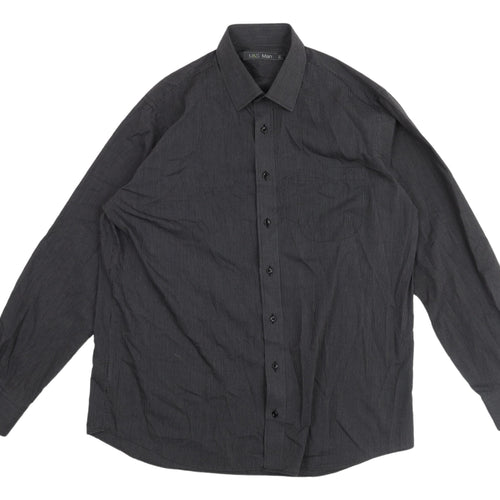 M&S Men's Black Striped Casual Shirt Sz 16 Plus