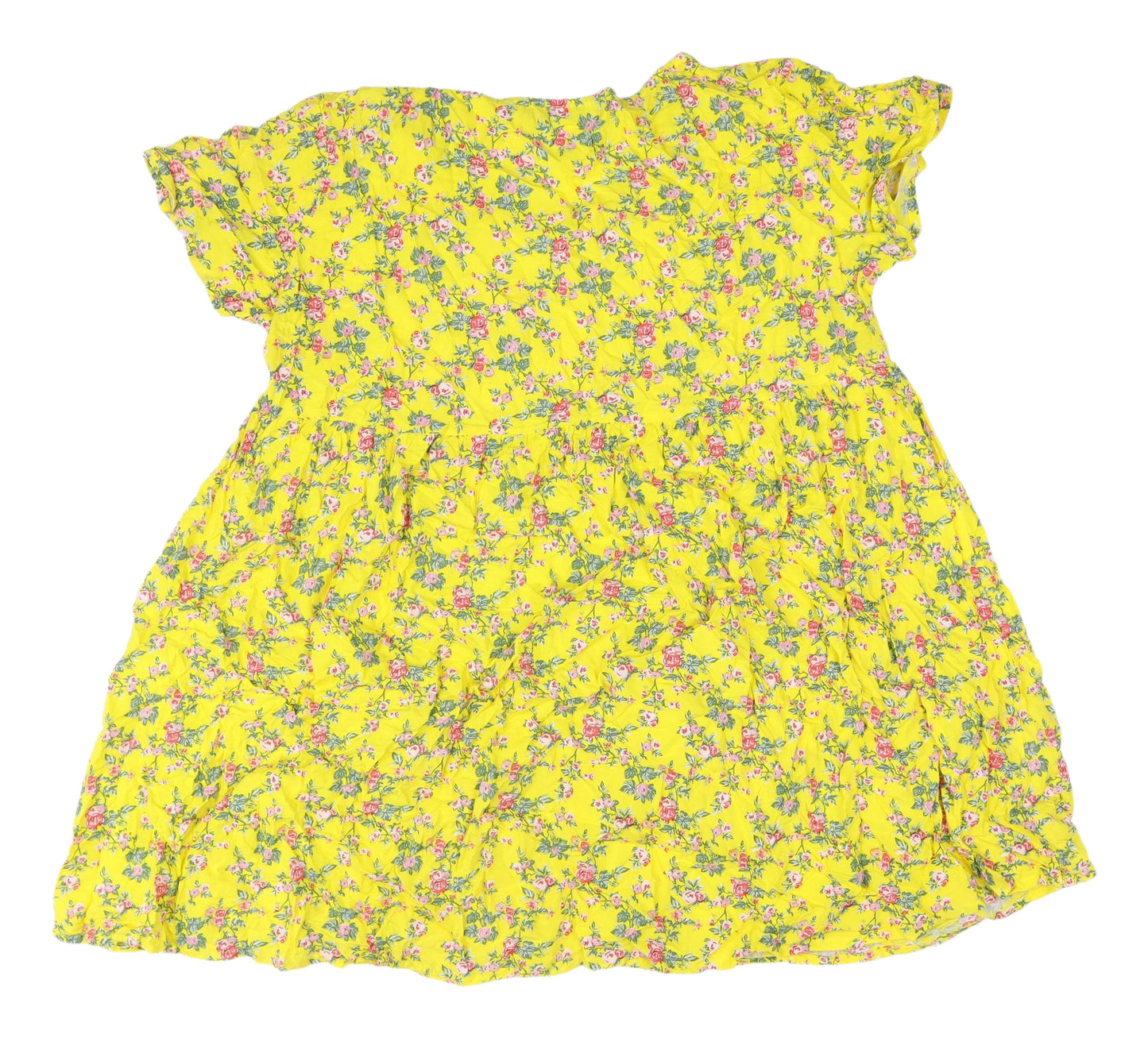 Motel Women's Yellow Floral Knee Length Dress L