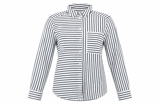 Front view of Topshop Women’s Striped Button-Up Shirt UK 10