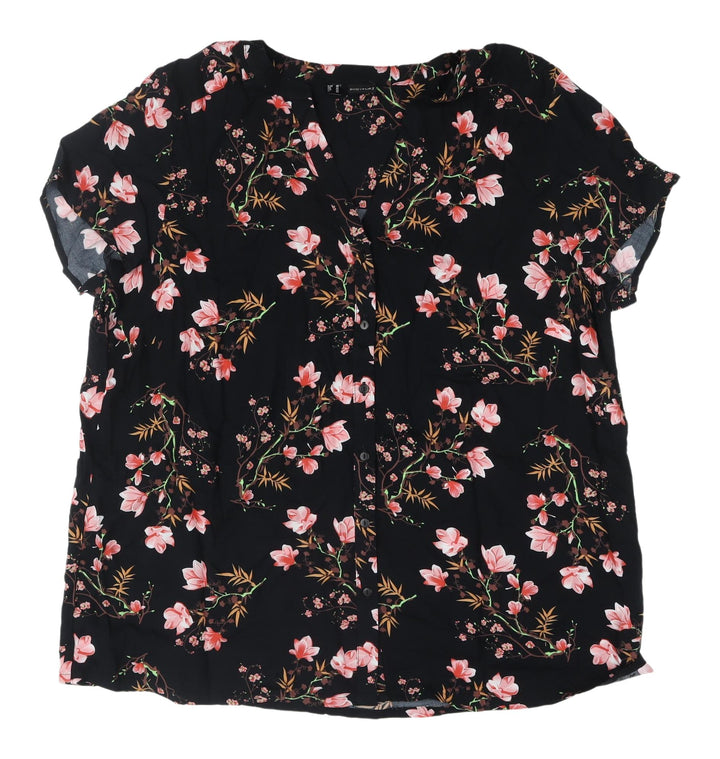 Bodyflirt Women's Black Floral Viscose Tunic Blouse Size 22