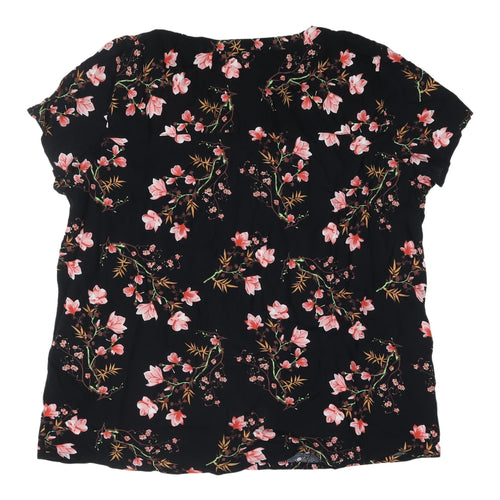 Bodyflirt Women's Black Floral Viscose Tunic Blouse Size 22