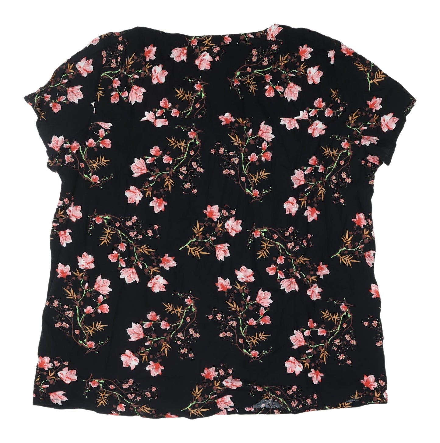 Bodyflirt Women's Black Floral Viscose Tunic Blouse Size 22