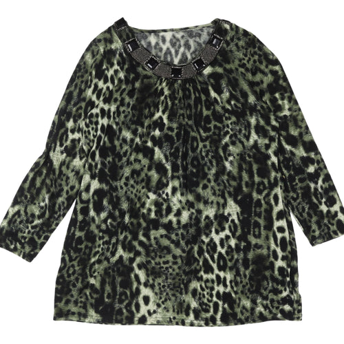 Joanna Hope Women's Beaded Animal Print Tunic Blouse 18