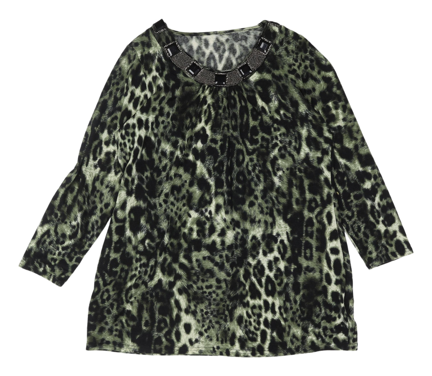 Joanna Hope Women's Beaded Animal Print Tunic Blouse 18