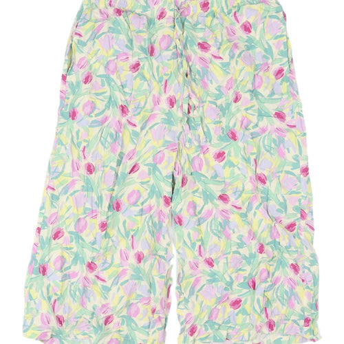 Uniqlo Women's Multicoloured Floral Crop Trousers L