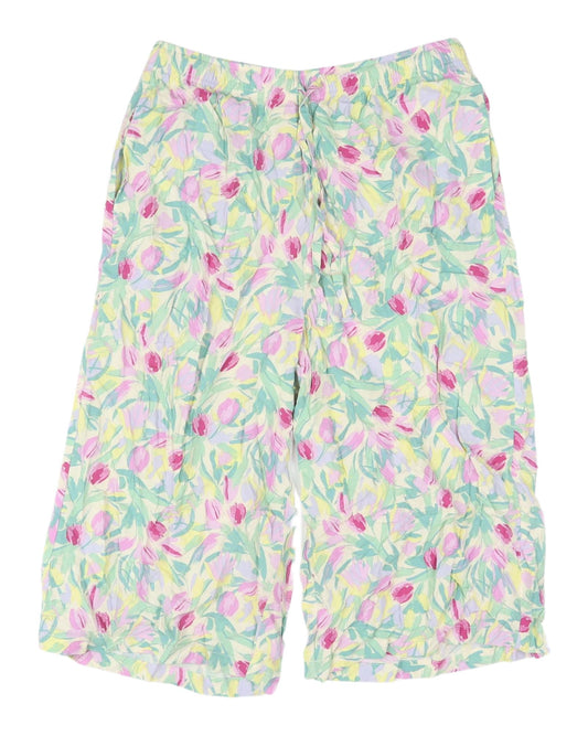 Uniqlo Women's Multicoloured Floral Crop Trousers L