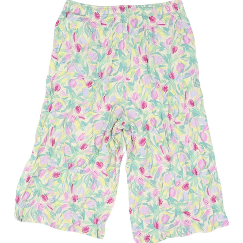 Uniqlo Women's Multicoloured Floral Crop Trousers L