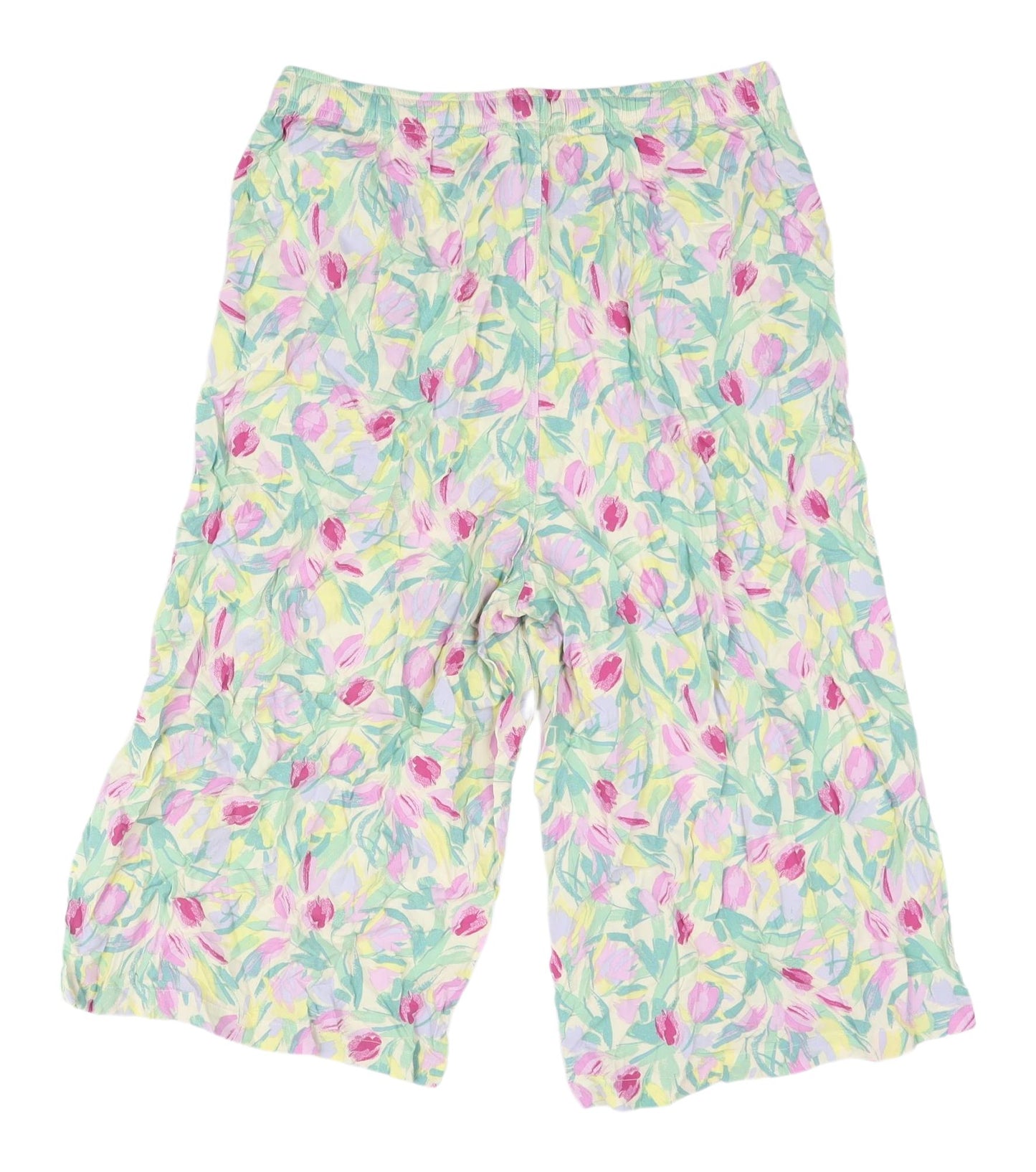 Uniqlo Women's Multicoloured Floral Crop Trousers L