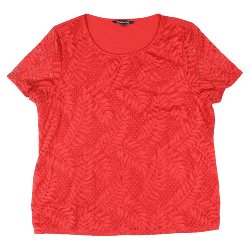 Bonmarché Women's Red Lace Blouse, Size 18, Short Sleeve