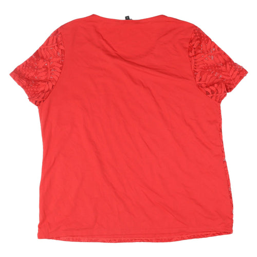 Bonmarché Women's Red Lace Blouse, Size 18, Short Sleeve
