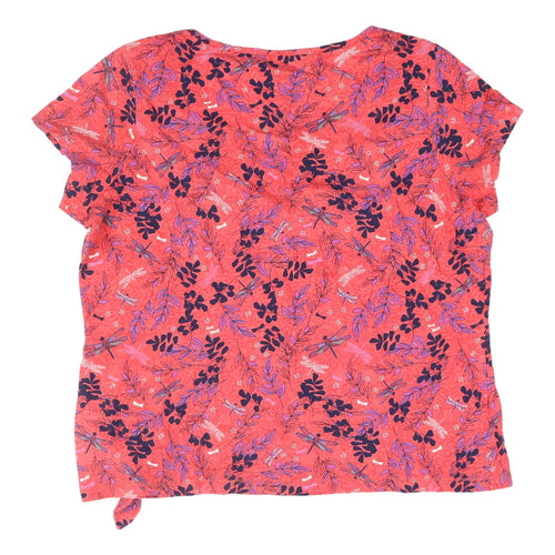 Marks & Spencer Women's Red Floral T-Shirt Size 20