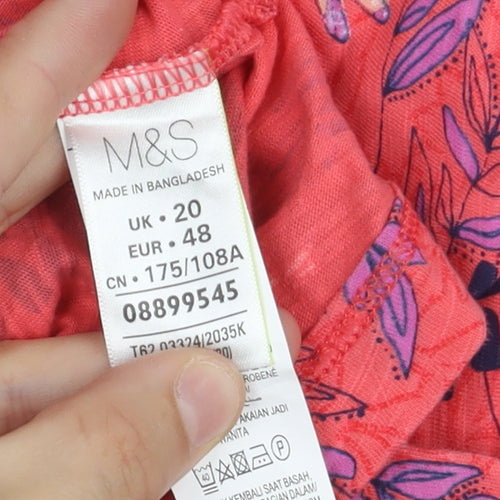Marks & Spencer Women's Red Floral T-Shirt Size 20