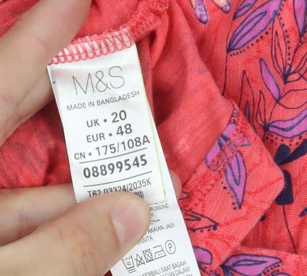 Marks & Spencer Women's Red Floral T-Shirt Size 20