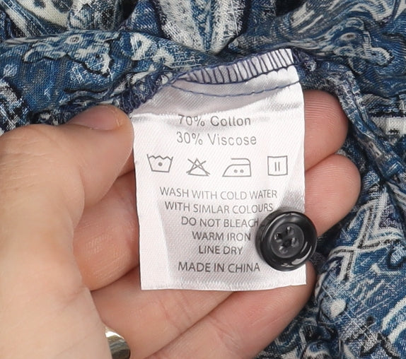 Atlanti Men's Blue Paisley Button-Up Shirt L