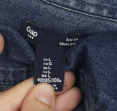 Gap Men's Blue Slim Fit Denim Shirt Size L