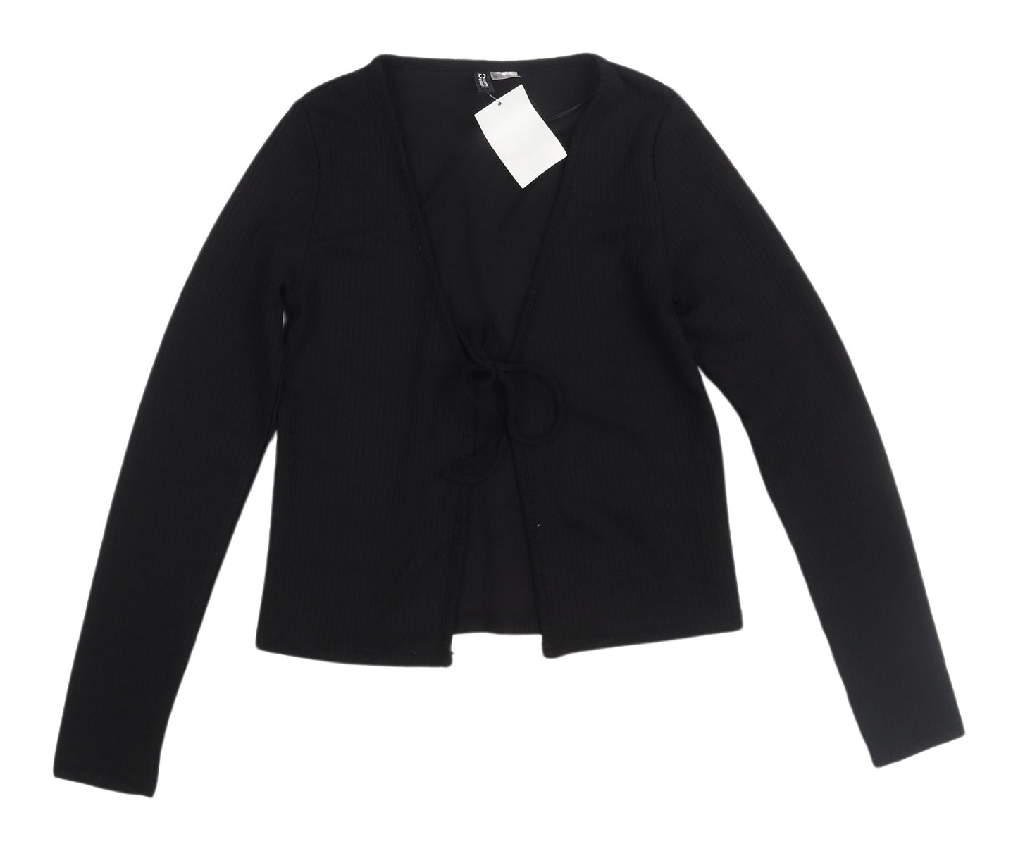 H&M Women's Black Cropped Blouse XS V-Neck