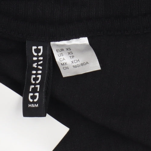H&M Women's Black Cropped Blouse XS V-Neck