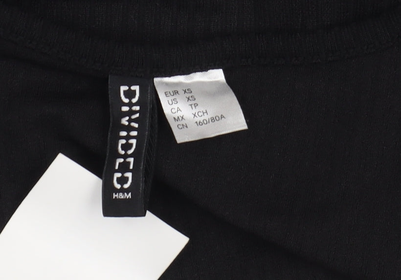 H&M Women's Black Cropped Blouse XS V-Neck