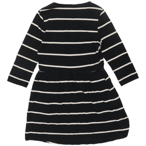 Next Women's Black Striped Skater Dress, Size 12