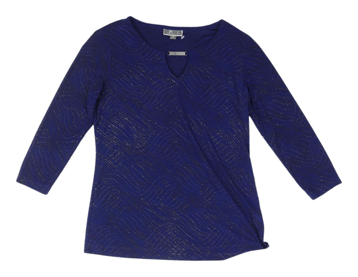 JM Collection Women's Blue 3/4 Sleeve Blouse XS