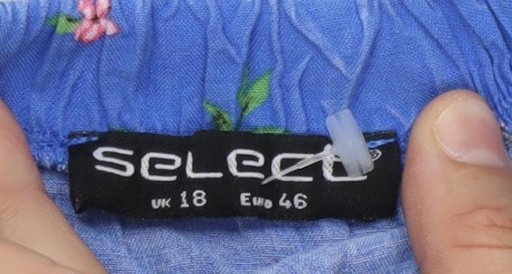 Select Women's Blue Floral Tunic Blouse UK 18