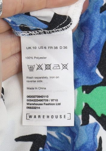 Warehouse Women's Multicoloured Floral Blouse - Size 10