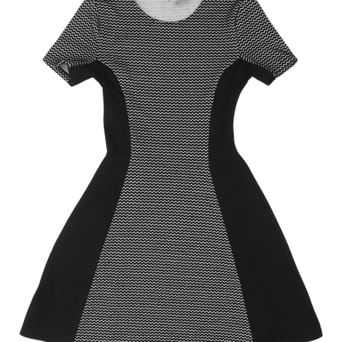 H&M Women's Black Chevron A-Line Dress Size 6