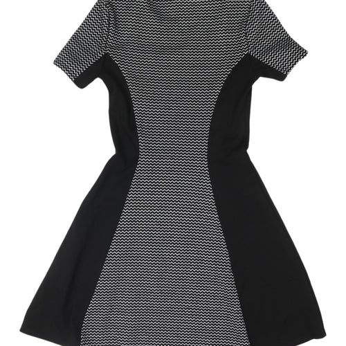 H&M Women's Black Chevron A-Line Dress Size 6