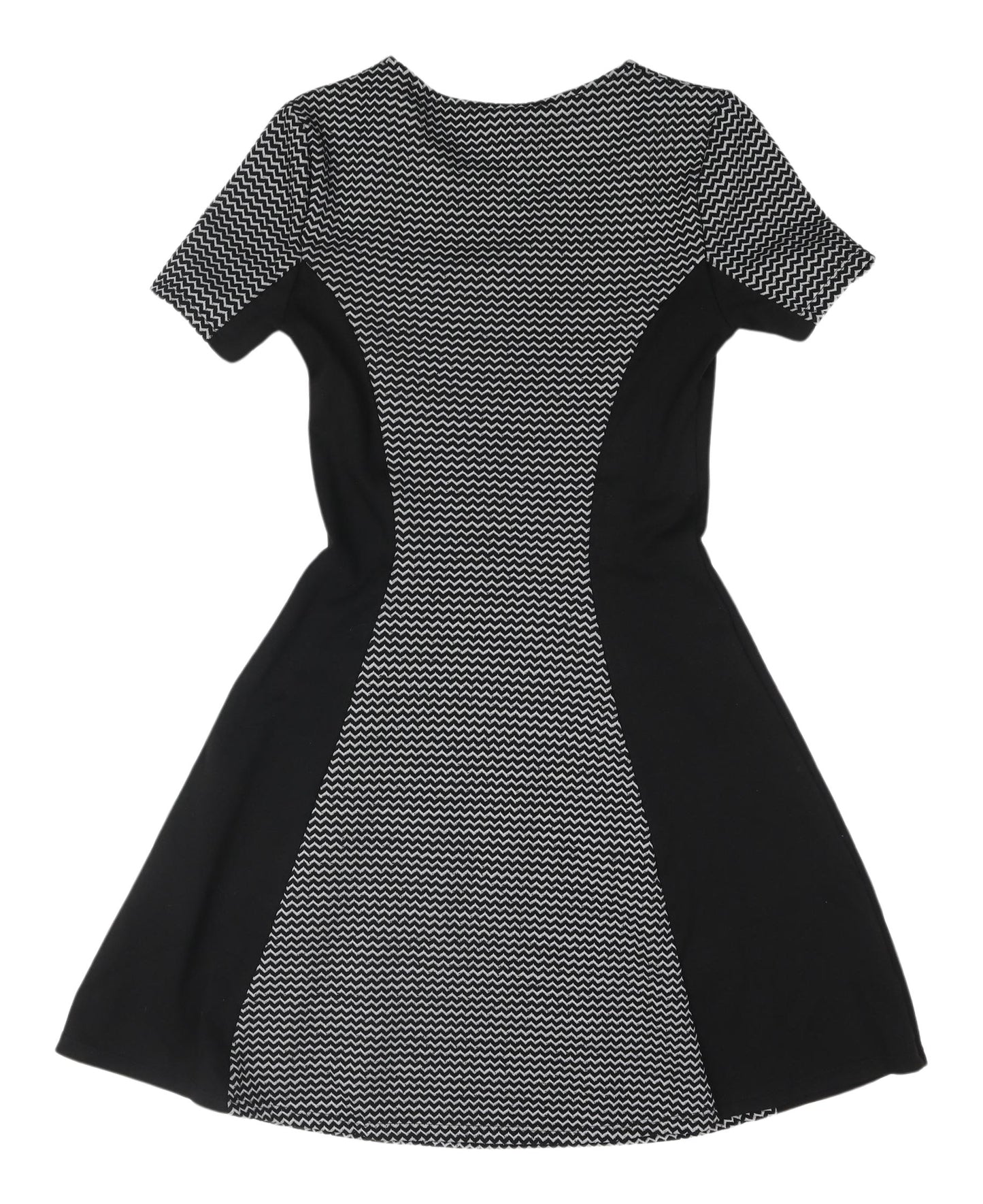 H&M Women's Black Chevron A-Line Dress Size 6