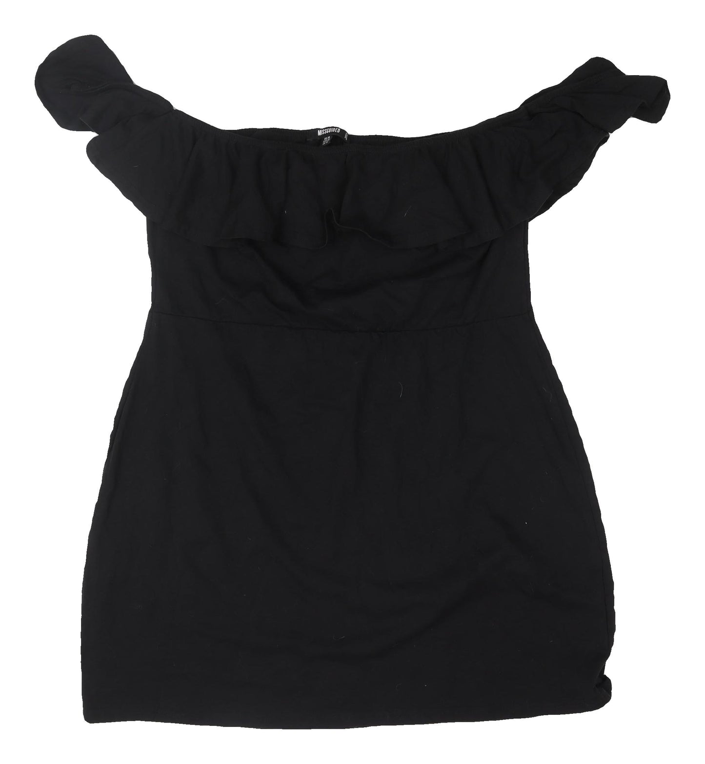Missguided Women's Black Off-Shoulder Ruffle Dress Size 20