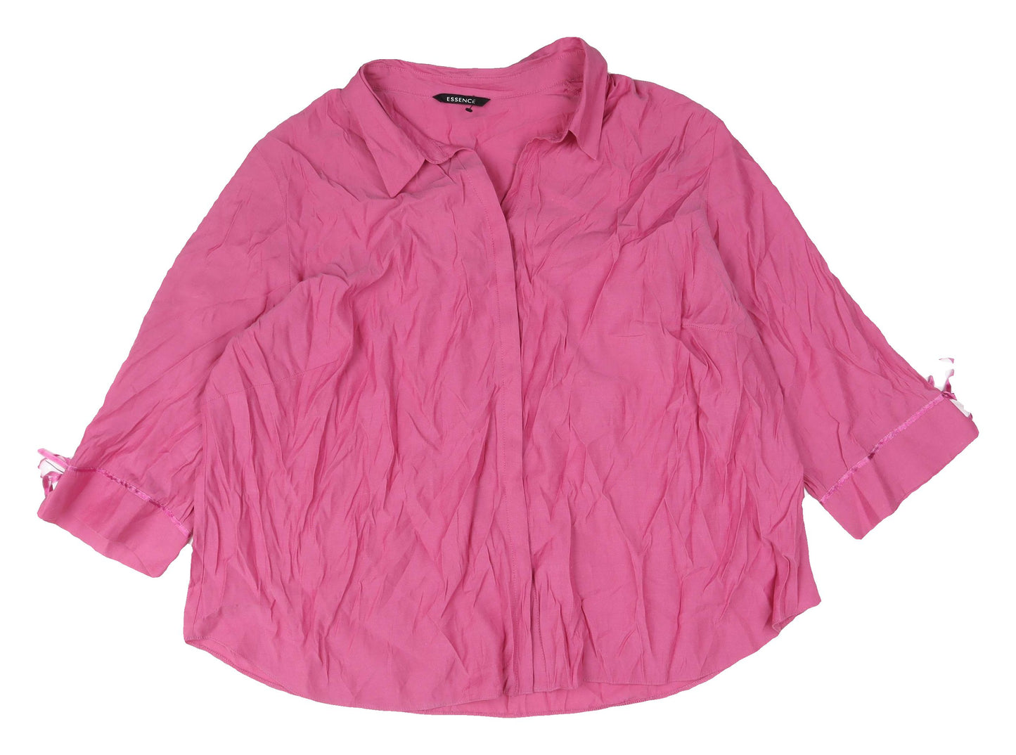 Essence Pink Blouse Women 3/4 Sleeve Button Spring
