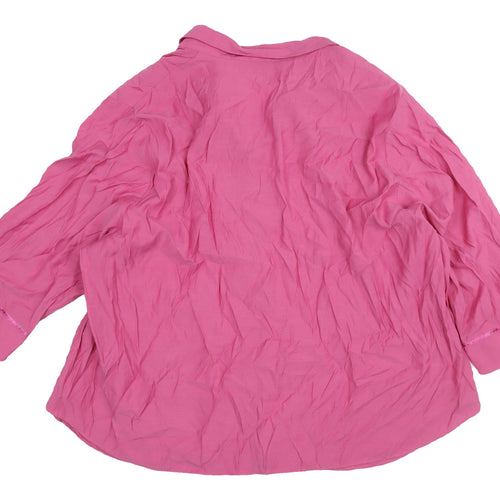 Essence Pink Blouse Women 3/4 Sleeve Button Spring