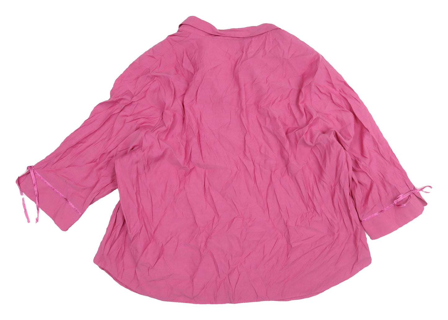 Essence Pink Blouse Women 3/4 Sleeve Button Spring