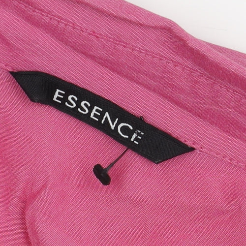 Essence Pink Blouse Women 3/4 Sleeve Button Spring