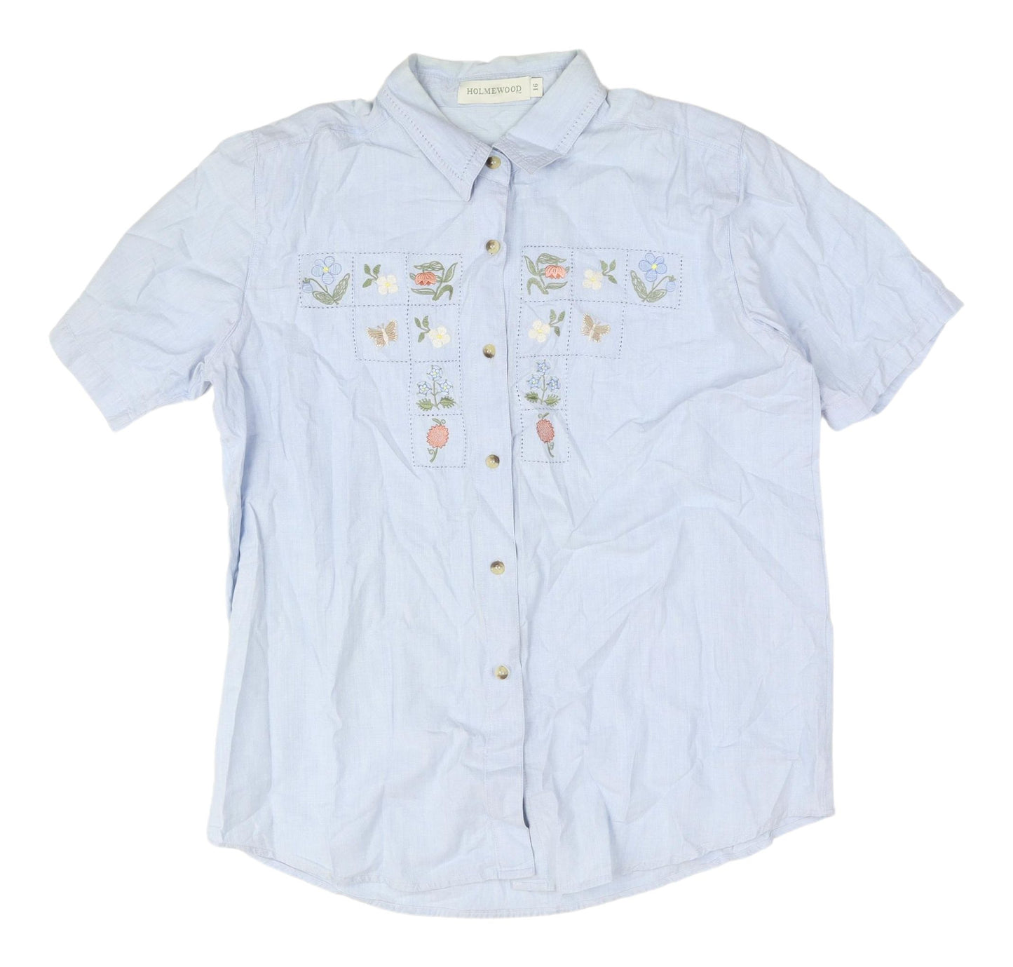 Holmewood Women’s Blue Button-Up Shirt, Size 16
