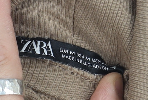 Zara Women's Beige Sleeveless Cowl Neck Dress M