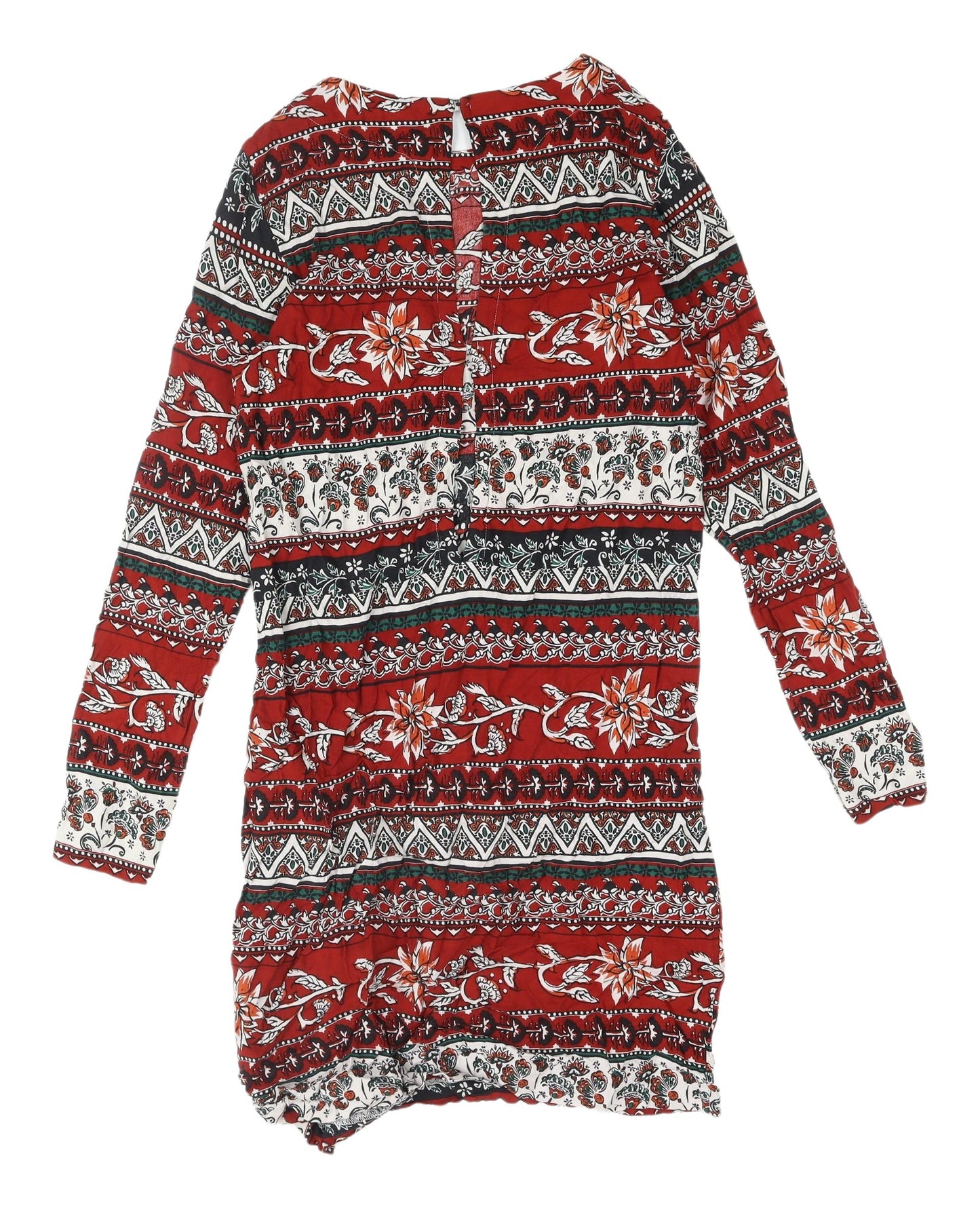 H&M Women's Red Multicoloured Shift Dress Size 4