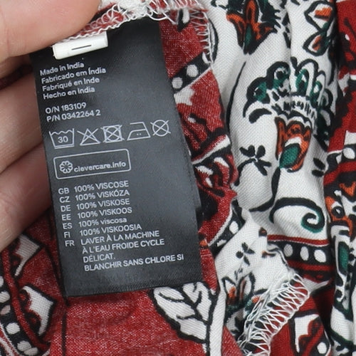 H&M Women's Red Multicoloured Shift Dress Size 4