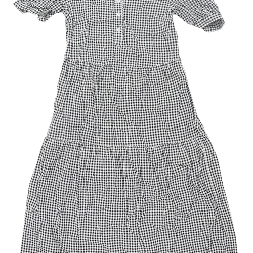 Marks and Spencer Women's Black and White Check Shirt Dress UK 8