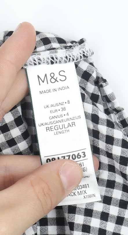 Marks and Spencer Women's Black and White Check Shirt Dress UK 8