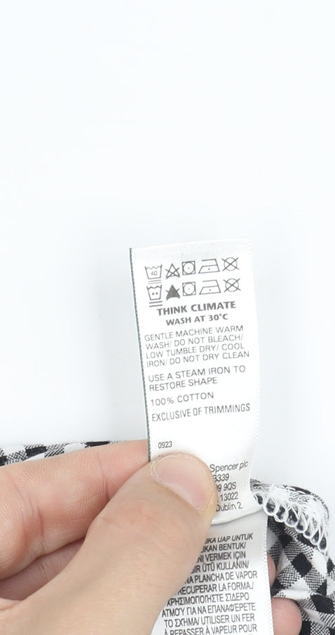 Marks and Spencer Women's Black and White Check Shirt Dress UK 8