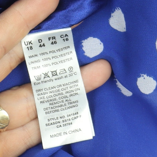 Jacques Vert Women's Blue Polka Dot Dress Size 18