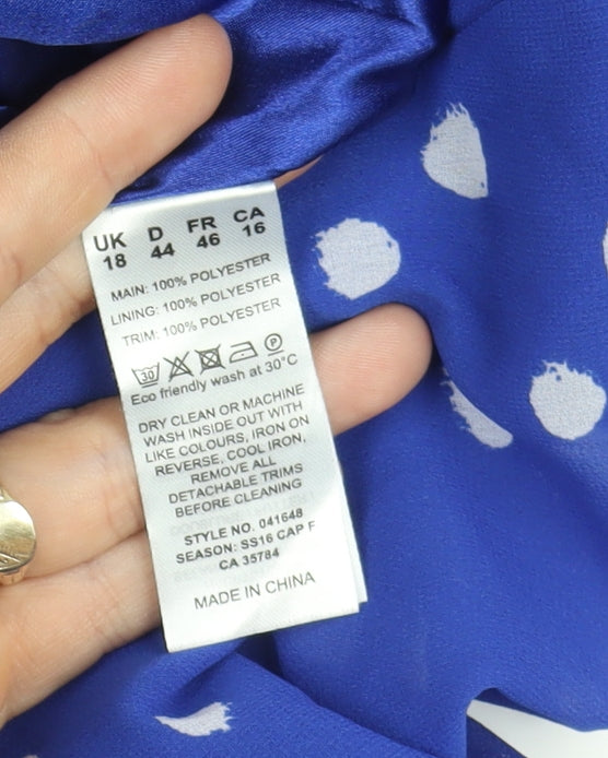 Jacques Vert Women's Blue Polka Dot Dress Size 18