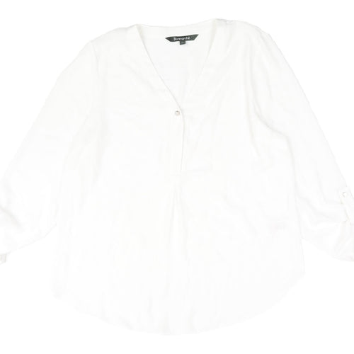 Bonmarché Women's White Blouse Size 14 V-Neck